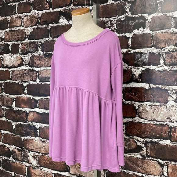 Free People Blouse Womens Small Purple Long Sleeve Oversize - Picture 6 of 16